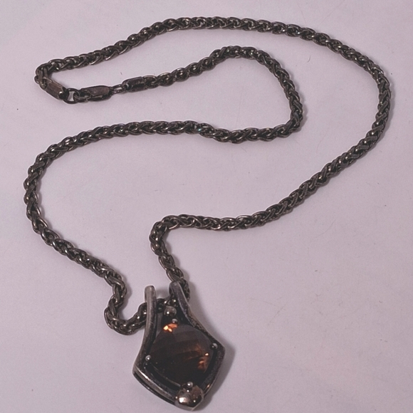 * Lorenzo 925 Sterling Silver & 18k Gold Citrine Stone Necklace - Picture 2 of 7